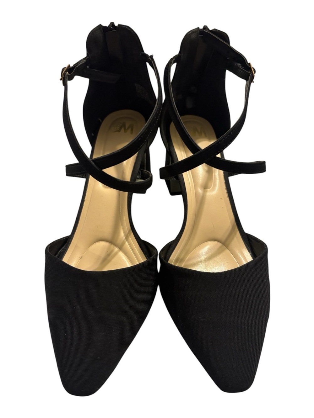 Black Pointed Toe Ankle Strap Women’s Heels - Picture 2 of 3